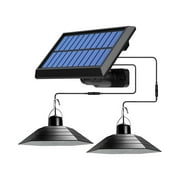Solar Pendant Light Outdoor Indoor, Solar Powered Outdoor Lights with Motion Sensor, IP65 Waterproof LED Solar Lights for Inside House, Gazebo, Patio, Barn (Dual Lamps)